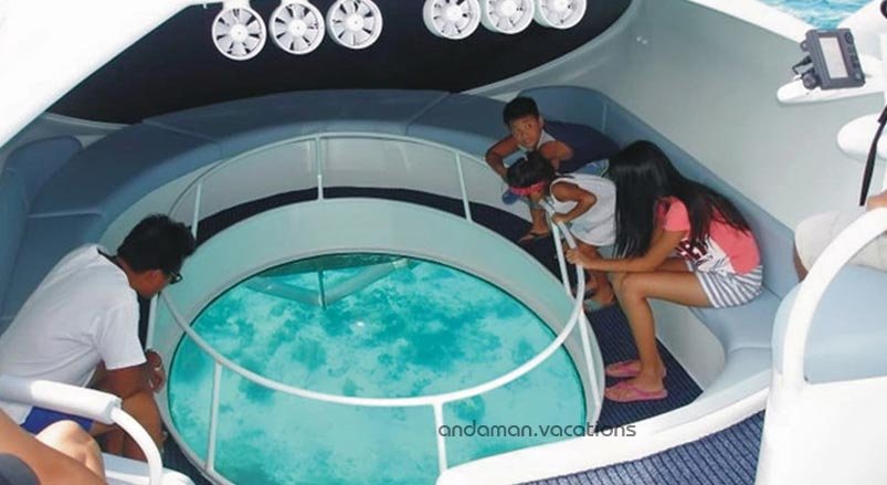 Glass bottom boat ride in Andaman
